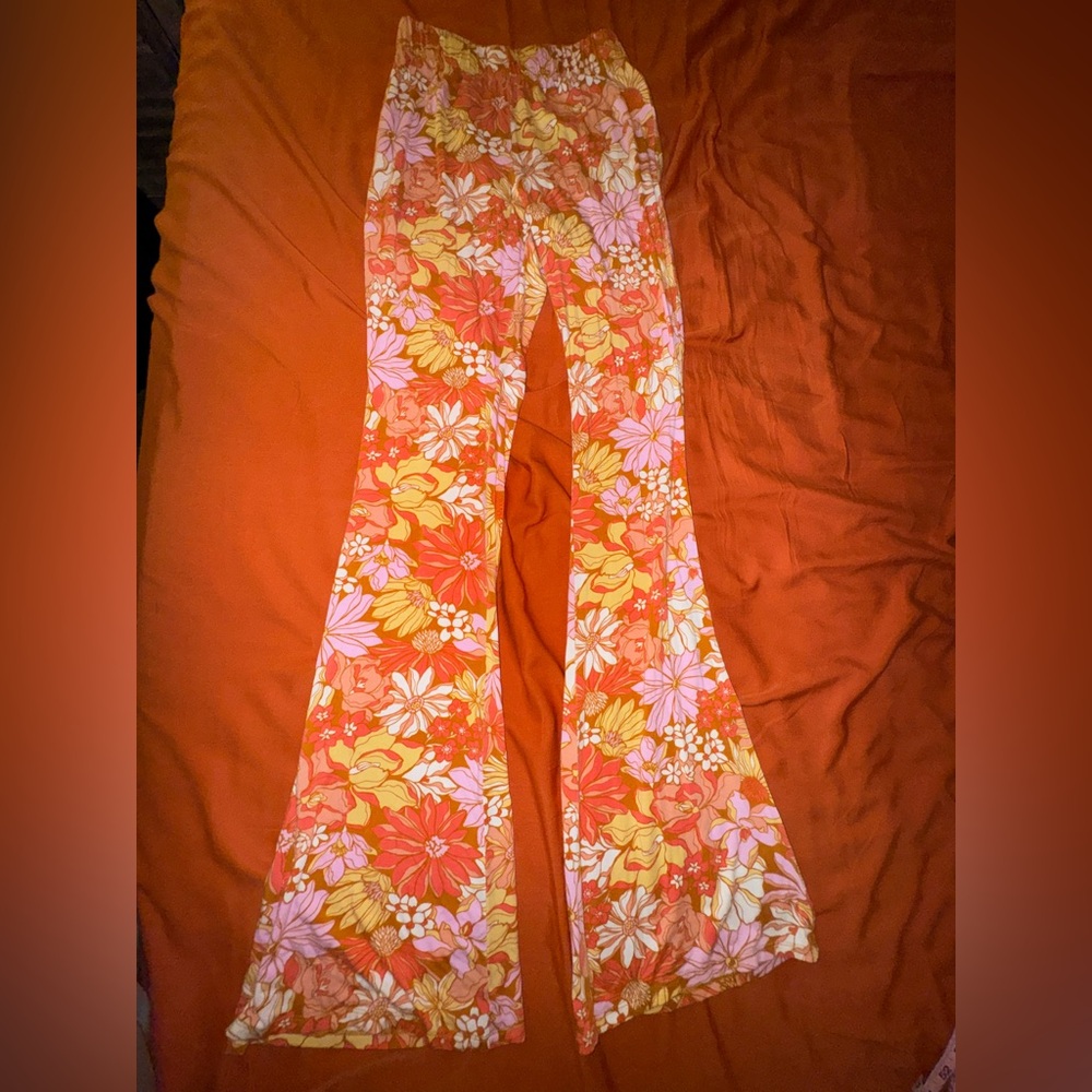 Floral orange billabong pants